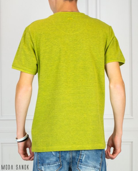 Jasno zielona koszulka Męska T-shirt z imitacją kieszonki Volcano Moda Sanok