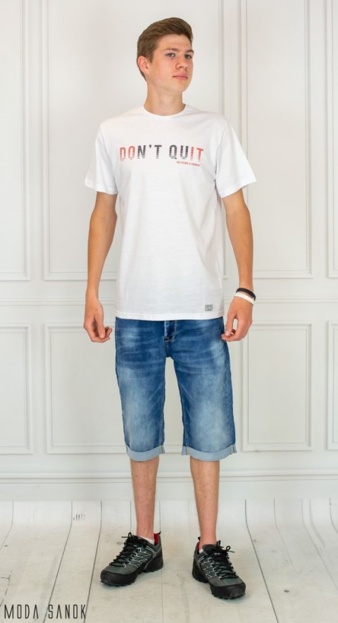 Męska biała koszulka T-shirt z napisem dont Quit Just Yuppi Moda Sanok