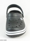 Młodzieżowe Czarne klapki kroksy crocs z białą obwódką American Club Moda Sanok