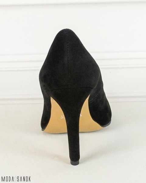 Zamszowe szpilki Krzyś-but - czarne - MODA SANOK