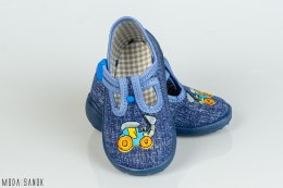 Dżinsowe pantofle dla dzieci NAZO z koparką - MODA SANOK
