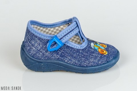 Dżinsowe pantofle dla dzieci NAZO z koparką - MODA SANOK