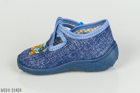 Dżinsowe pantofle dla dzieci NAZO z koparką - MODA SANOK