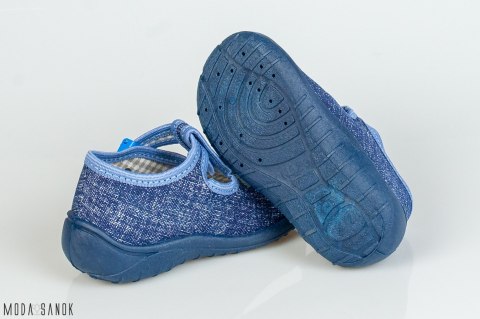 Dżinsowe pantofle dla dzieci NAZO z koparką - MODA SANOK