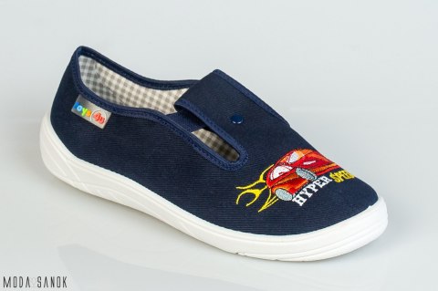 Granatowe pantofle z czerwoną wyścigówką Speed NAZO - MODA SANOK