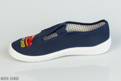 Granatowe pantofle z czerwoną wyścigówką Speed NAZO - MODA SANOK