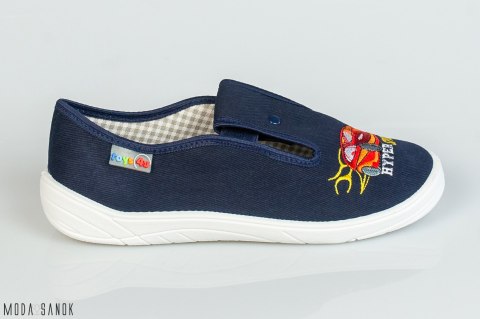 Granatowe pantofle z czerwoną wyścigówką Speed NAZO - MODA SANOK