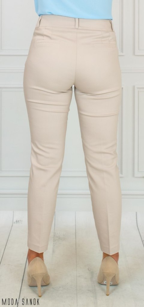 Spodnie RAEL damskie eleganckie 7/8 - jasnobeżowe - MODA SANOK