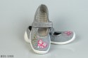Szare pantofle z różową kokardką dla dziewczynek NAZO - MODA SANOK