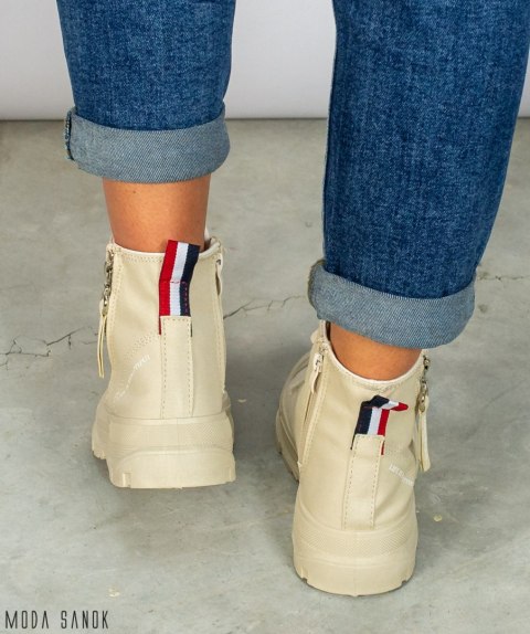 Trampki damskie w kolorze ecru za kostkę Goodin - MODA SANOK