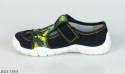 Czarne pantofle z zielono-żółtą aplikacją Viggami oddychające na rzepy - MODA SANOK