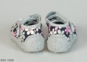 Grafitowe pantofle w kwiatki z szarą podeszwą Viggami na rzepy - MODA SANOK