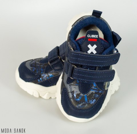 Granatowe adidasy chłopięce na grubej białej podeszwie Clibee - MODA SANOK