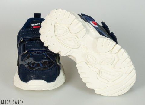 Granatowe adidasy chłopięce na grubej białej podeszwie Clibee - MODA SANOK