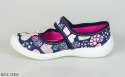Granatowe pantofle na rzep w białe i różowe serduszka Viggami - MODA SANOK