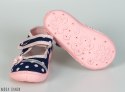 Granatowo-różowe pantofle w kropki Viggami oddychające na rzep- MODA SANOK