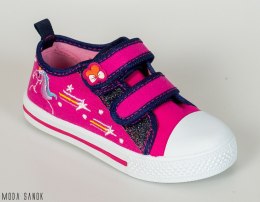 Różowe pantofle na rzepy do szkoły dla dziewczynek MODA SANOK