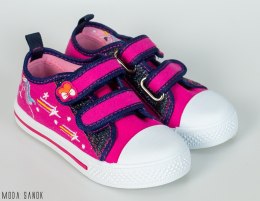 Różowe pantofle na rzepy do szkoły dla dziewczynek MODA SANOK