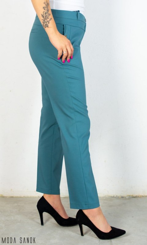 Spodnie BB damskie eleganckie cygaretki 7/8 - morski - MODA SANOK