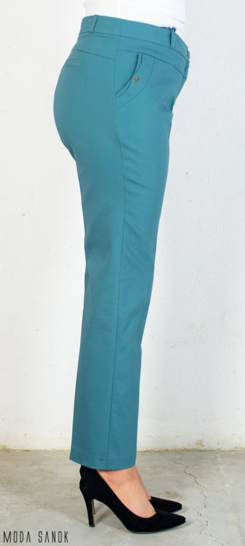 Spodnie BB damskie eleganckie cygaretki 7/8 - morski - MODA SANOK