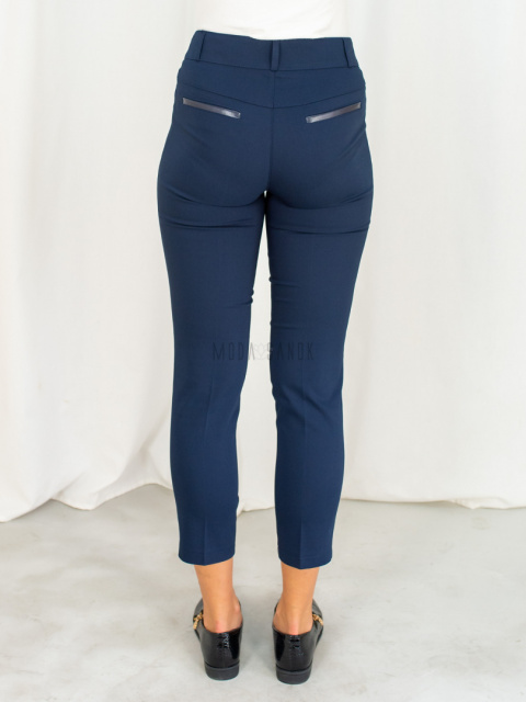 Spodnie damskie eleganckie MTM cygaretki 7/8 - granatowe - Moda Sanok