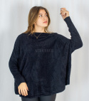 Damski miły ciepły długi lekki sweterek alpaka Salma - czarny - Moda Sanok