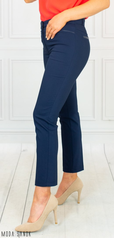 Spodnie damskie eleganckie MTM cygaretki 7/8 - granatowe - Moda Sanok
