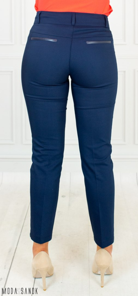 Spodnie damskie eleganckie MTM cygaretki 7/8 - granatowe - Moda Sanok