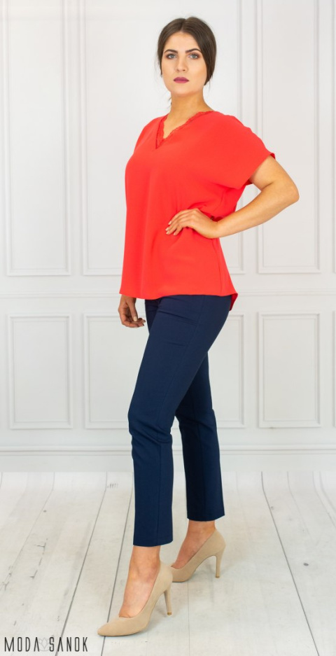 Spodnie damskie eleganckie MTM cygaretki 7/8 - granatowe - Moda Sanok