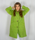 Damski płaszcz Olga zapinany na guziki oversize z wzorem w kolorze zielonym MODA SANOK