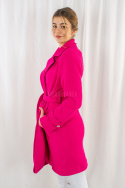 Klasyczny uniwersalny płaszczyk Mirta z cienkiej boucle na podszewce w kolorze różowym MODA SANOK