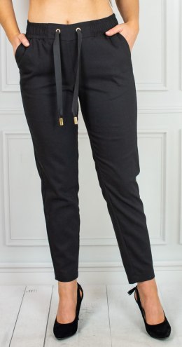 Oryginalne spodnie LAVINIA damskie wiązane na gumce eleganckie - czarne model 2 - Moda Sanok