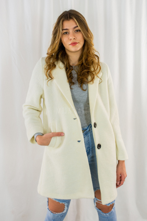 Płaszczyk żakiet ELIANA w kolorze białym oversize na podszewce MODA SANOK