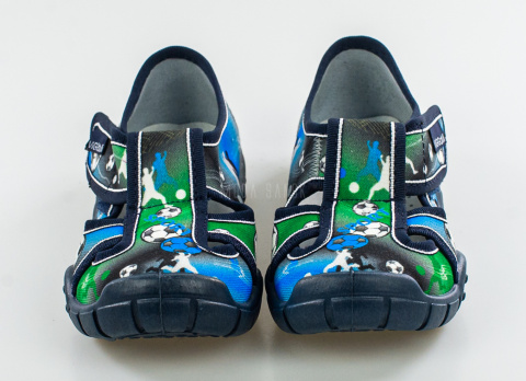 VIGGAMI Alex Druk pantofle kapcie dziecięce ze skórzaną wkładką, twardy zapiętek MODA SANOK