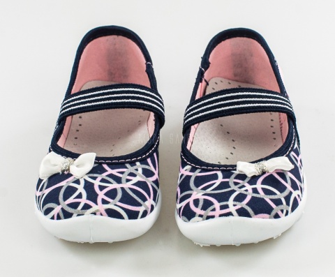 VIGGAMI Sylwia DRUK pantofle, kapcie, oddychający spód i materiał, skórzana wkładka na gumeczki MODA SANOK