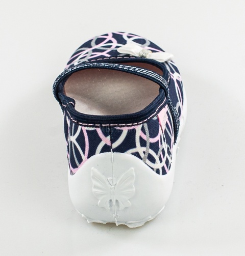 VIGGAMI Sylwia DRUK pantofle, kapcie, oddychający spód i materiał, skórzana wkładka na gumeczki MODA SANOK