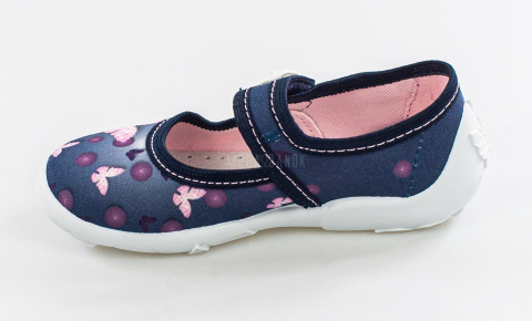 VIGGAMI Weronika pantofle, kapcie, oddychający spód i materiał,skórzana wkładka w motylki na rzep MODA SANOK