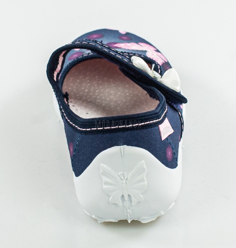 VIGGAMI Weronika pantofle, kapcie, oddychający spód i materiał,skórzana wkładka w motylki na rzep MODA SANOK