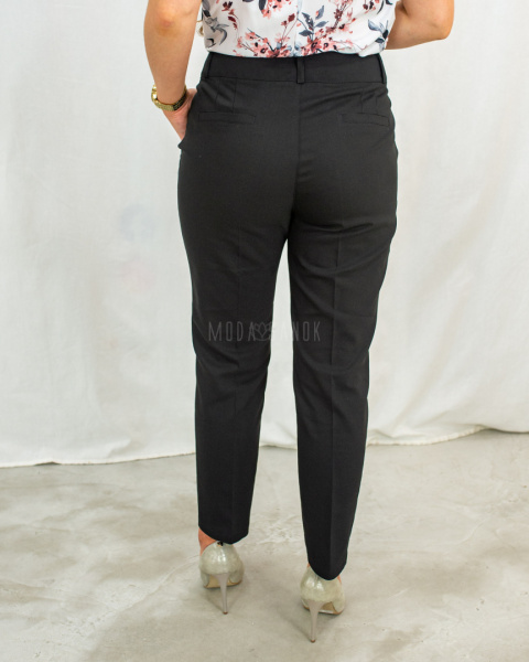 Spodnie damskie RAEL cygaretki 7/8 klasyczne eleganckie z wysokim stanem w kant czarne - MODA SANOK