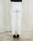 Eleganckie spodnie damskie, długie z gumą w pasie, cienkie w kolorze białym MTM - MODA SANOK