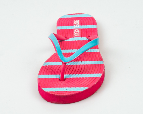 Japonki, klapki damskie w różowo błękitne paski z gumową górą w kolorze błękitnym SUPER GEAR - MODA SANOK