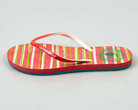 Japonki, klapki damskie z piankowym spodem i gumową górą w koralowym kolorze SUPER GEAR - MODA SANOK