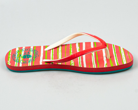 Japonki, klapki damskie z piankowym spodem i gumową górą w koralowym kolorze SUPER GEAR - MODA SANOK